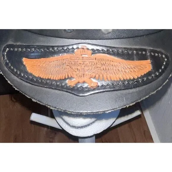 VintageFreedom Machine Leather Studded Biker Cap Hat Black Size‎ One Size USA